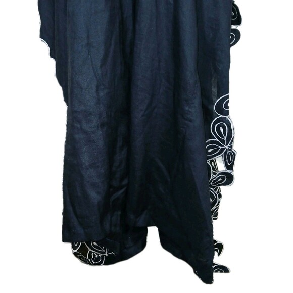 Vintage Ashanti Women Dark Blue African 100% Linen Kimono Kaftan Embroidered OS - Picture 4 of 16